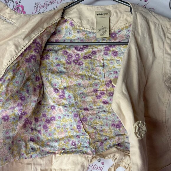 Elevenses blazer tshirt cardigan style top button up beige tan cream floral π - Picture 7 of 10